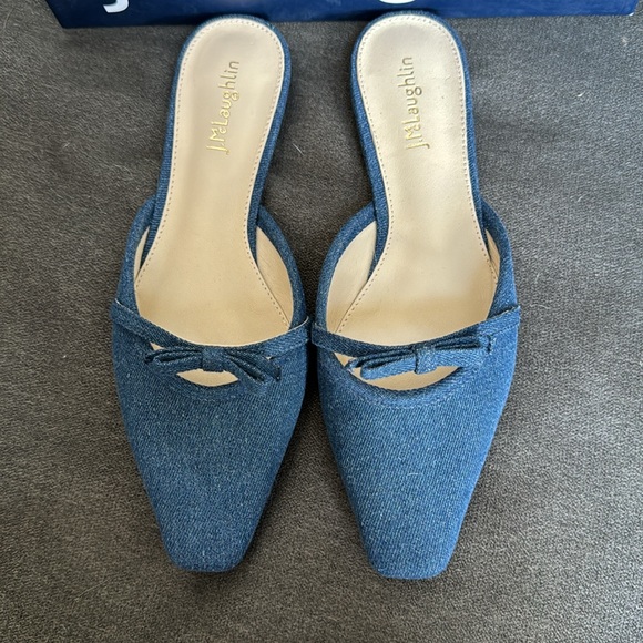 NIB J.McLaughlin Denim Slides sz 7 - Picture 2 of 5